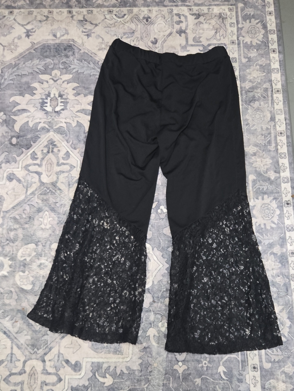 SHEIN Black Wide Leg Lace Hem Pants